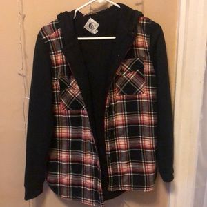Volcom small flannel with hoodie